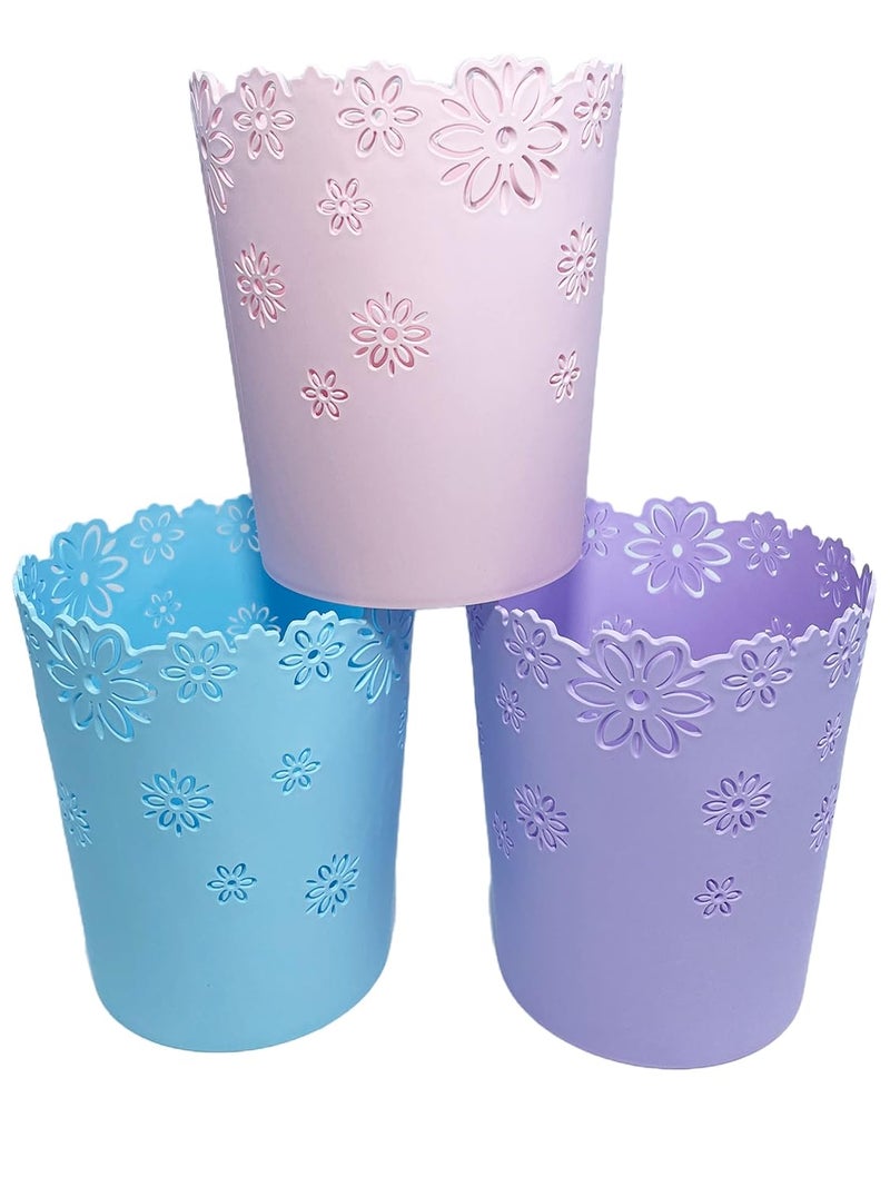 VIUJUH Wastebasket, Hollow Flower Shape Plastic Lidless Wastepaper Baskets Trash Can (Blue, Large) - Image 5